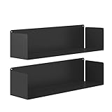 KION HOME | Juego de 2 Estantes Metálicos Flotantes de Pared | Longitud: 60 cm | Estantería Ideal para organización de Libros y Cocina | Acero Lacado al Horno | Fabricado en España (Black)