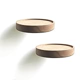 anaan Coracle Estantería de Pared Madera Redonda Baldas Flotante Estanterias de Pared Estante Colgante Mural Suspendida Exhibición para Plantas Vela Foto Decoracion Diseño Juego de 2 (Diámetro Ø12cm)