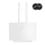 FIREGAS Campana extractora 60cm, 578 m³/h, Motor sin escobillas, Digital touch, 9 velocidades, LED, Recirculante y Extracción, Incluye filtro de carbón, Campana Inclinada Cristal, Blanco