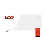 Radiador Eléctrico Bajo Consumo EVVO C Cristal Blanco 2.000W, Wifi, termostato regulable, Google Home Alexa, Mando a distancia, Temporizador, soporte de pie, Calefactor para Baño, Silencioso