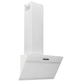 vidaXL Campana Extractora Pared Cocina Soporte Ventilador Lámpara LED Forma Inclinada Fácil de Limpiar Acero y Cristal Templado Blanco 60 cm