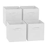 GREATOYAR Juego de 4 Cajas de Almacenamiento de Tela, Cubos Plegables para Organización de Juguetes, 31x31x31cm, Blanco, 4 Unidades