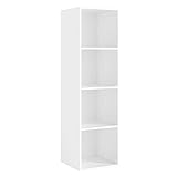 fevarbord Estantería con 4 Cubos, Librería Madera, Estantería para Libros, para Salón, Oficina, Estudio, Moderno (Blanco)