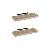 LOLAhome Set de 2 estantes de Pared flotantes de MDF Natural Decorativo,Balda de Pared, De 23x60 cm para Salón, Cocina, Oficina, Dormitorio,Resistente