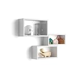 MOBILI FIVER, Set de 3 estantes de Pared rectangulares Giuditta, Color Blanco Mate, Aglomerado y Melamina, Estante Cubo para Cocina y salón, Made In Italy