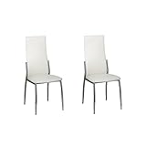vidaXL 2 sillas de Comedor Cromo de Cuero Blanco