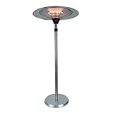 Tempo Style - Estufa eléctrica Saturno | Hongo calefactor por infrarrojos de diseño elegante | Regulable en altura con base estable y estructura de metal | Ideal para exterior/interior (aluminio)
