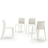 MOBILI FIVER, Pack de 4 sillas Emma Color Blanco, Polipropileno y Fibra de Vidrio, Sillas Modernas Bares y Restaurantes, Cocina, Jardín, Salon, Made In Italy