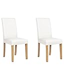Conjunto de 2 sillas de comedor en piel sintética blanca con patas de madera Broadway