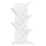 YMYNY Estantería de árbol, Librería de 4 Niveles, Librero de Escritorio, Estante de Pie para Libros, Librería Vertical para salón, Sala de Estar, Dormitorio, Oficina, ‎30 x 17 x 60CM Blanco HBC014W