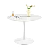 buybyroom Mesa de Comedor Redonda Moderna, Ø - 100 cm, Mesa de Bar, Escritorio, Adecuada para Cocina, Comedor, Sala de Estar y Oficina, para 4 Personas, Blanca