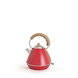 CREATE/KETTLE RETRO M/Hervidor de agua eléctrico Rojo/Ebullición rápida, capacidad 1l, apagado automático, filtrado anti-cal, autoapagado, indicador de nivel de agua, Ø17,2 cm, 1200 W