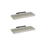 LOLAhome Set de 2 estantes de Pared flotantes de MDF Gris Decorativo,Balda de Pared, De 23x60 cm para Salón, Cocina, Oficina, Dormitorio,Resistente