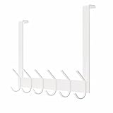 YUMORE Perchero para Puerta 2,1cm Blanco Colgador de Puerta con 12 Ganchos Acero Inoxidable Ganchos de Puerta sin taladrar Perchero Storage para Baño Pasillo Dormitorio, Puerta Espesor 1,7-2,1 cm
