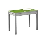 ASTIMESA Mesa de Cocina, Metal, Verde, 90x50cm-extendida 140x50 cms