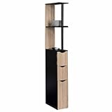 IDMarket – Mueble WC estante madera WILLY 3 puertas negro y haya