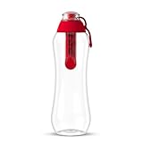 Dafi Botella Filtrante de Agua con un Filtro de Carbón Activado 0,5L, Rojo - sin BPA, Elimina el sabor y el olor a cloro - para la Escuela, el Gimnasio, los Viajes - Botella Filtradora de Agua