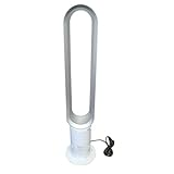 Dyson Cool AM07 - Ventilador con mando a distancia de 100 cm, temporizador de 9 horas, silencioso, color blanco/plateado, ahorro de energía, ventilador de pie para dormitorio, volumen 48 dB, 10