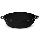 Cacerola de hierro fundido de 24 cm, sartén de hierro fundido, sartén para inducción, apta para parrilla de gas, horno, fogones y todo tipo de cocinas, incluida inducción