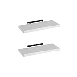 LOLAhome Set de 2 estantes de Pared flotantes de MDF Blanco Decorativo,Balda de Pared, De 23x60 cm para Salón, Cocina, Oficina, Dormitorio,Resistente