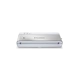 FoodSaver Envasadora al vacío de alimentos compacta | Sistema de conservación con accesorio sellador manual | incluye 1 rollo y 4 bolsas | Acero inoxidable con detalles blancos [VS0100X]