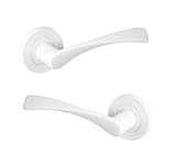 ARCO · Juego de manillas para puerta, color Blanco. Fabricado en aluminio