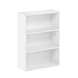 Furinno Pasir Estantería Abierta de 3 Niveles, Madera de ingeniería, Blanco Liso