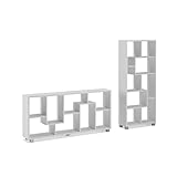 Skraut Home | Estantería de Diseño | 161 x 69 x 25 cm | Librería Vertical u Horizontal | Modelo ZIG|Zag | Fácil Montaje | Muy Resistente | Madera Blanca