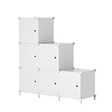 AWTATOS Organizador de Almacenamiento de 6 Cubos con Puertas, Estante Modular Apilable para Dormitorio, Bricolaje, Blanco