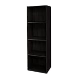 DIVINA HOME Librería de madera con 4 estantes, color wengué, 40 x 29 x 132 cm