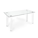 HomeSouth duehome Mesa de Comedor Blanca, Mesa de Cristal para Cocina, Medidas Mesa Moderna salón: 140 cm Largo x 80 cm Ancho x 75 cm Alto