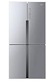 Haier Cube 83 Series 5 HTF-458DG6 - Frigorífico 4 Puertas, Fabricador de Hielo automático,Motor Inverter, My Zone, Cajón Humidity Zone,Total No Frost, Ancho 83cm, 468L, Iluminación LED, Silver