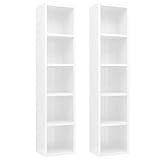 vidaXL 2X Estantería de CDs Armario Estante de Pie Almacenamiento Almacenaje Mueble Libros Práctico Decorativo Casa Hogar Blanco Brillo Contrachapada