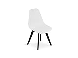 VBChome Silla blanca de comedor, silla de cocina, silla de salón, silla de oficina, silla con respaldo, estructura de madera de haya, silla de polipropileno blanco con estructura de madera negra