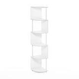 Furinno Econ Librería esquinera en Zigzag de 5 Niveles, estantería, Blanco/Blanco