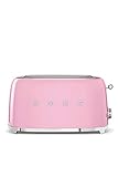 SMEG TSF02PKEU Tostadora de 4 rebanadas, 1500 W, Acero Inoxidable, 4 Ranuras, Rosa Pastel