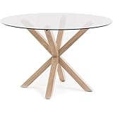 Noorsk Design Mesa Redonda de Comedor de Cristal