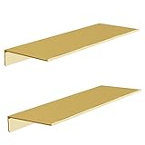 HNVNER Estanteria de Metal Set de 2, Estante de Pared de Oro Cepillado, 40x12.5cm, Baldas Flotantes para Dormitorio, Sala de Estar, Baño, Ducha