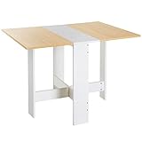 HOMCOM Mesa Plegable de Comedor Mesa Auxiliar de Cocina con 2 Alas Abatibles Ahorra Espacio Diseño Moderno 103x76x73,5cm Madera
