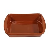 Fackelmann Cazuela de Barro Tradicional, Fuente de Canelones, Cazuela de Cerámica Rústica, Apta para Cocina de Gas y Eléctrica, Microondas y Horno, Color Natural, 20x14 cm, 1 ud.