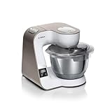 Bosch - Robot de cocina con báscula, MUM 5, 1000 W, cuenco de acero inoxidable (3.9 L), juego profesional de pastelería, trituradora, blanco/champán, MUM5XW20