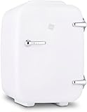 NK Mini Nevera Portátil, 4 Litros de Capacidad, Funcionamiento 12V-220V, Función Enfriamiento y Calentamiento, Para Cosméticos y Refrescos, Blanco