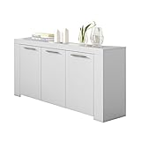 Habitdesign Aparador, Buffet Moderno, Armario Auxiliar Comedor, Modelo Ambit, Color Blanco Artik, Medidas: 144 cm (Largo) x 42 cm (Fondo) x 80 cm (Alto)