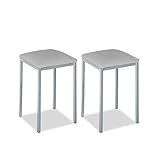 ASTIMESA - Taburetes de Cocina tapizado - Estructura sólida y Firme - Estructura Color Aluminio y Asiento en Polipiel - Color del Asiento: Gris. Contenido: 2 Unidades. Medidas: 35 x 35 x 45 cm