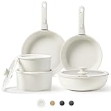 CAROTE Juego de utensilios de cocina antiadherentes con Mango Extraíble, Menaje de Cocina con Tapas, Para Todo Tipo de Cocinas y Horno, apto Lavavajillas y Horno, Sin PFOA (11 piezas)