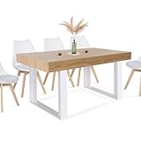 IDMarket Phoenix - La Mesita de Comedor, Mesa de Comedor para 6 Personas, Madera y Blanca, 160 cm