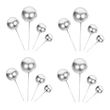 IMIKEYA 20 Piezas Complementos para decorar pasteles decoraciones de pastel de bolas toppers palabra cumpleaños esfera hornear pelota mini picos de pastel ornamento de la magdalena Silver