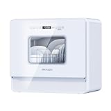 AIRMSEN Lavavajillas Portátil Pequeño Lavavajillas con 7 Programas y Depósito de 5L, Control Táctil y Pantalla LED, Para Cocinas, Apartamentos y Dormitorios, Blanco