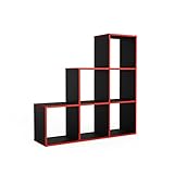 Vicco Estantería escalonada, Negro/Rojo, 105 x 107.5 cm