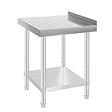 Homewell Mesa de trabajo de acero inoxidable, mesa de trabajo para cocina, mesa de cocina, acero inoxidable, 61 x 61 x 90 cm